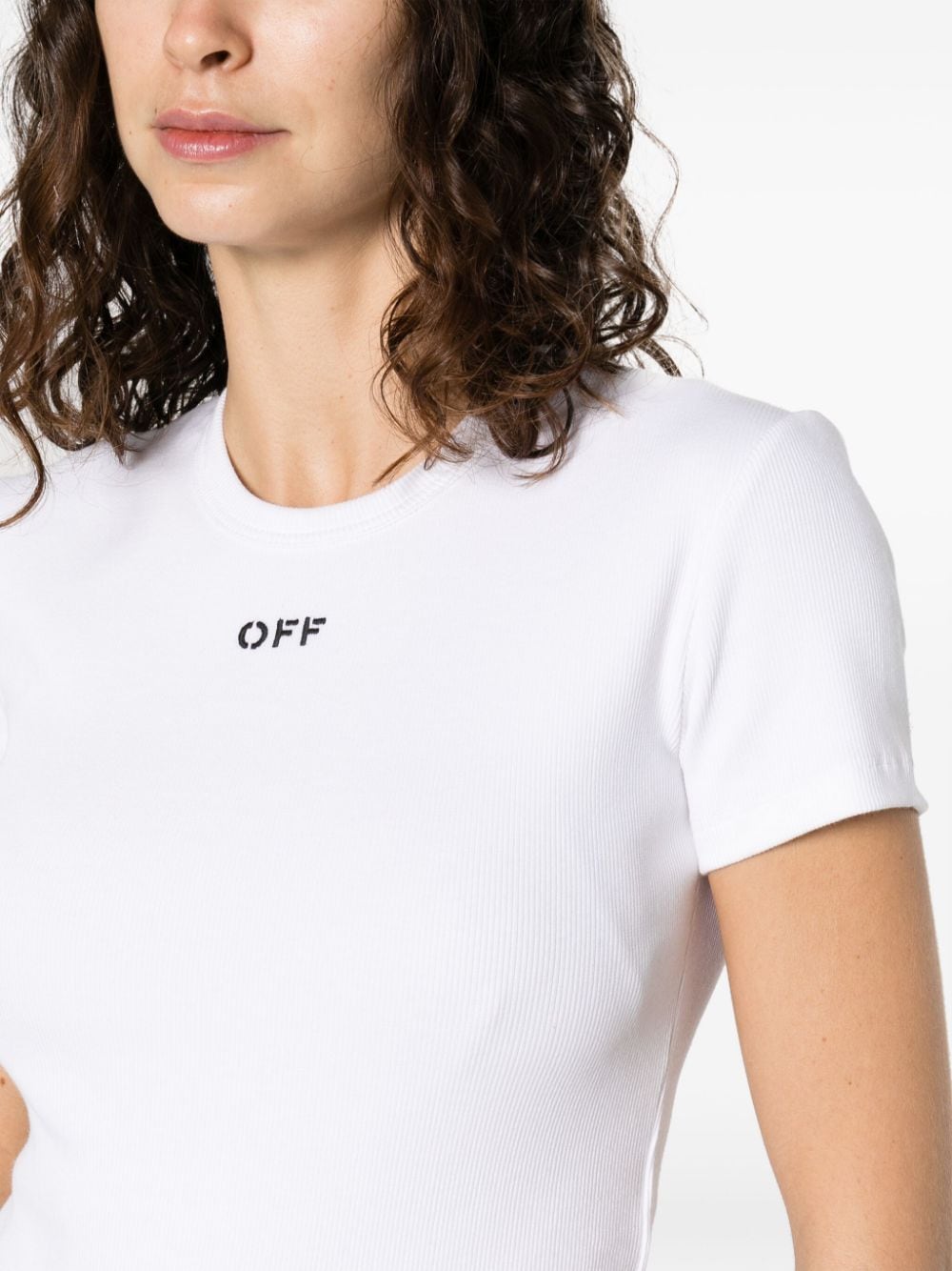 Off Stamp stretch-cotton T-shirt<BR/><BR/><BR/>
