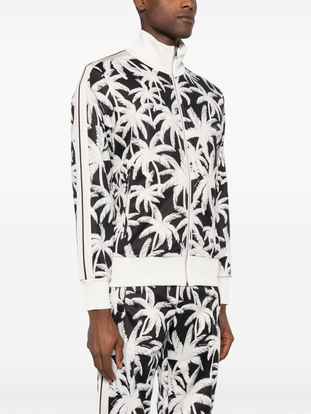 Palm tree print front zip jacket