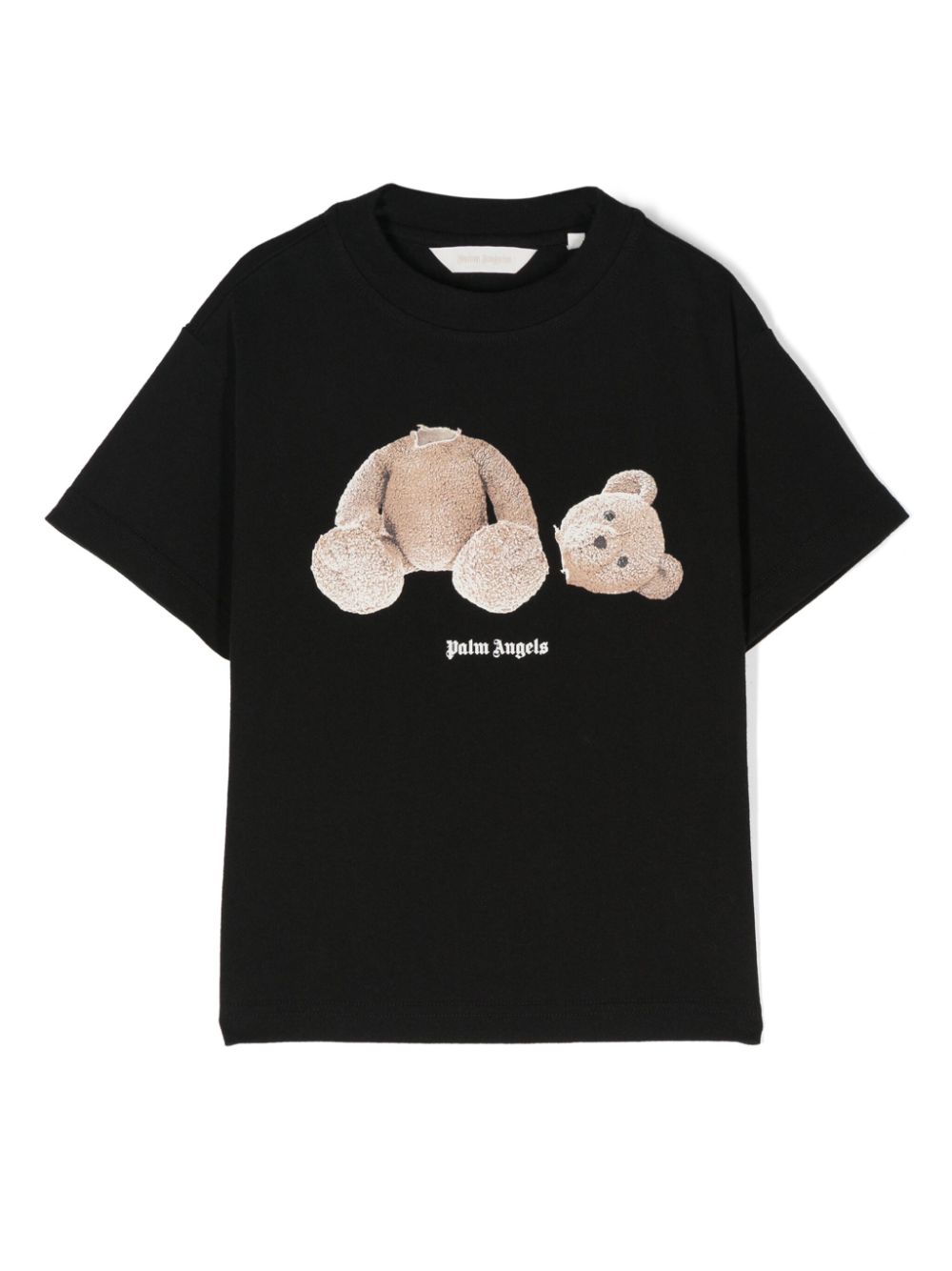 Black Teddy bear motif T-shirt