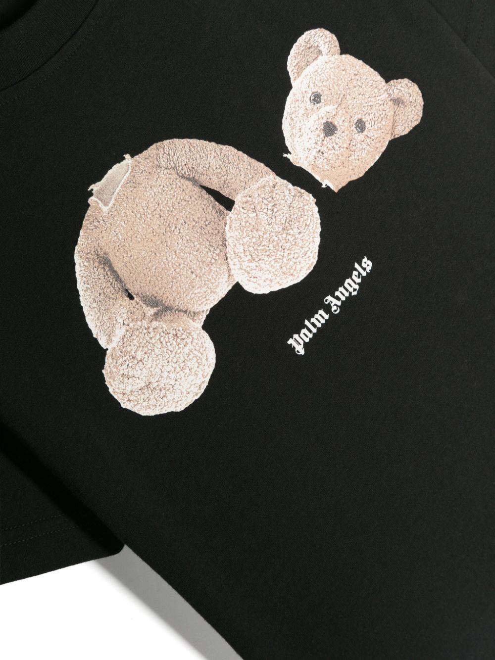 Black Teddy bear motif T-shirt