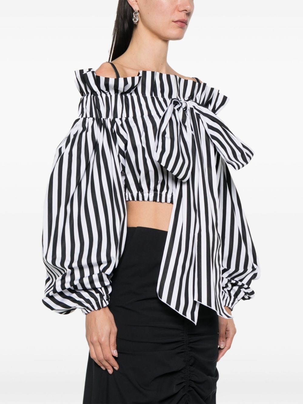 Bow-detail striped crop top