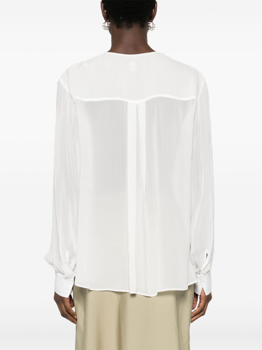 Ruffle-trim georgette blouse<BR/><BR/><BR/>