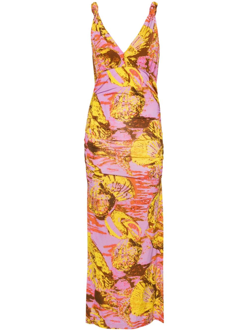 Pink/yellow/multicolour stretch-design dress