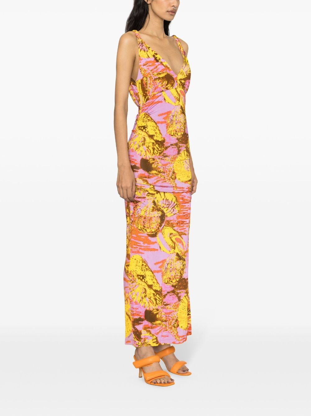 Pink/yellow/multicolour stretch-design dress