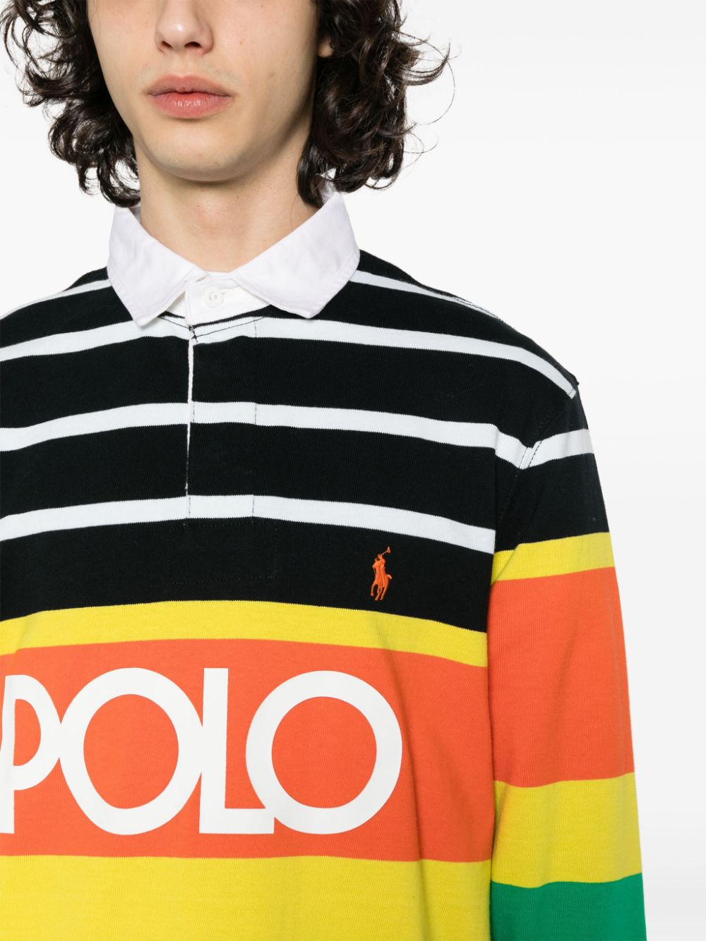Logo-stamp knitted polo shirt<BR/>