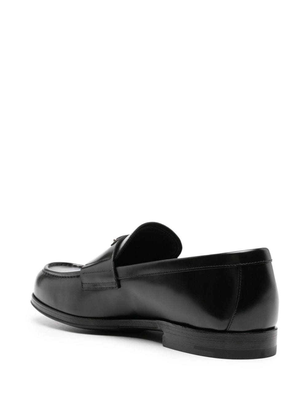 Enamel-triangle leather loafers<BR/><BR/>