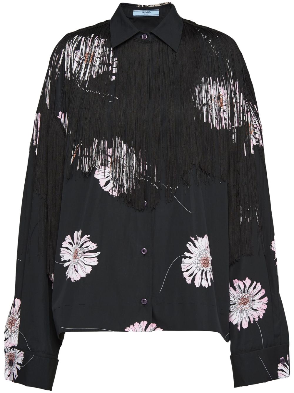 Floral-print fringed shirt<BR/><BR/>