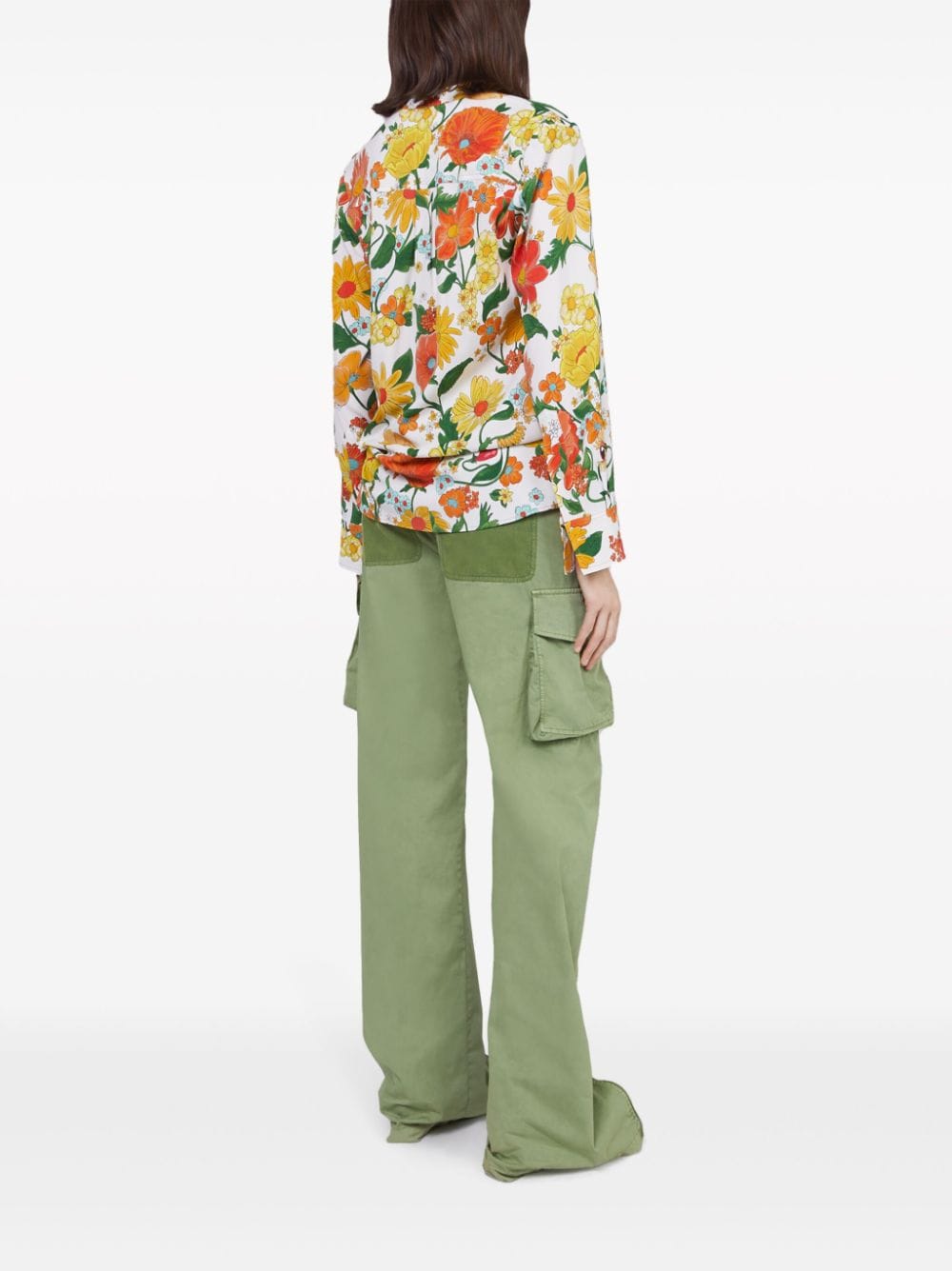 Lady Garden-print collarless shirt<BR/><BR/><BR/>