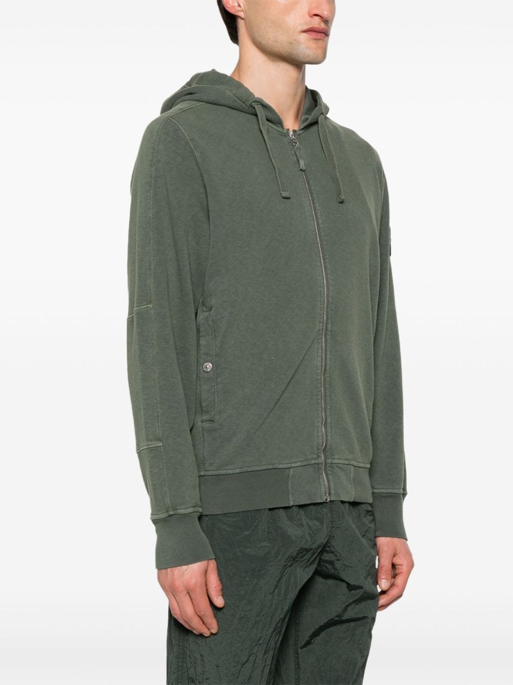Compass-badge zipped hoodie<BR/><BR/><BR/>