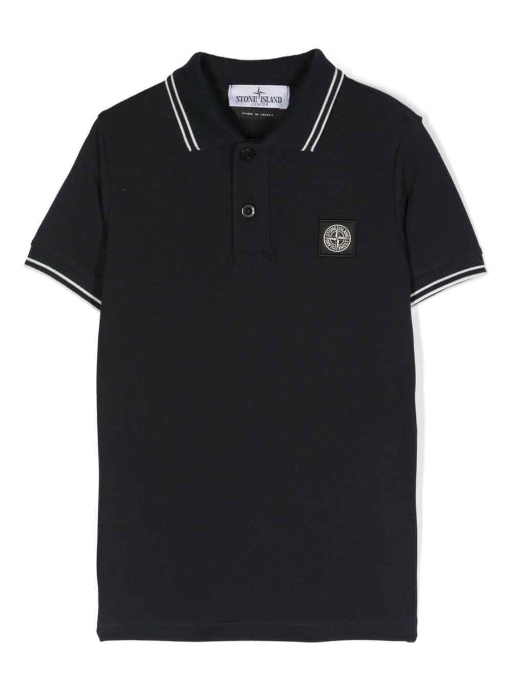 Blue navy Compass-motif cotton polo shirt<BR/><BR/><BR/>