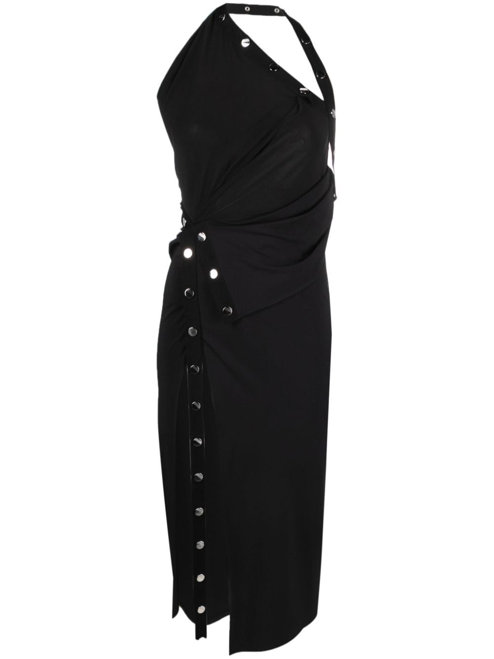 Layered design black dress