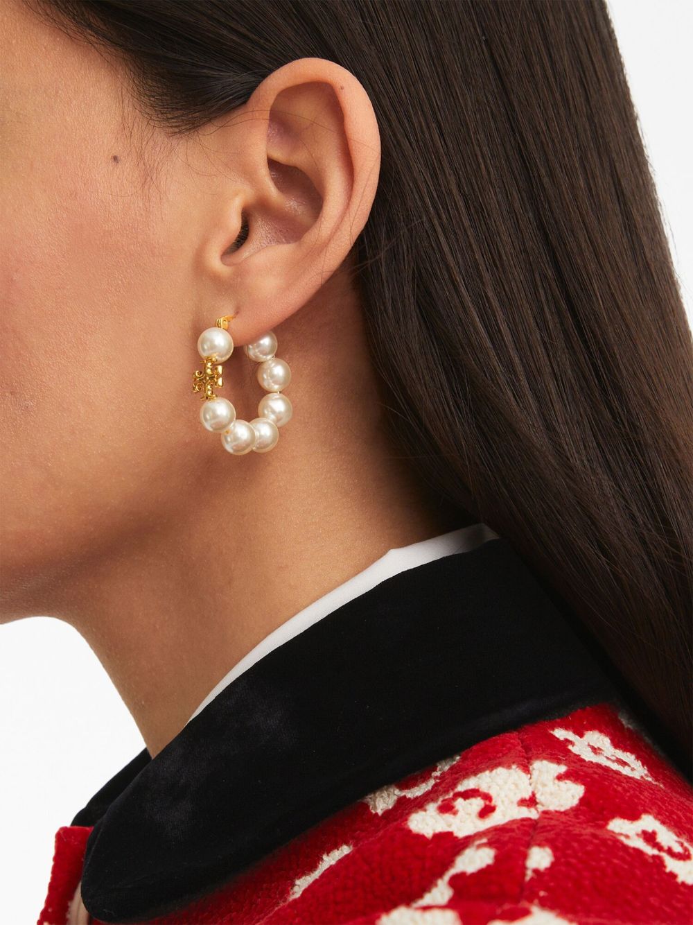 Kira pearl-detail hoop earring<BR/><BR/><BR/>