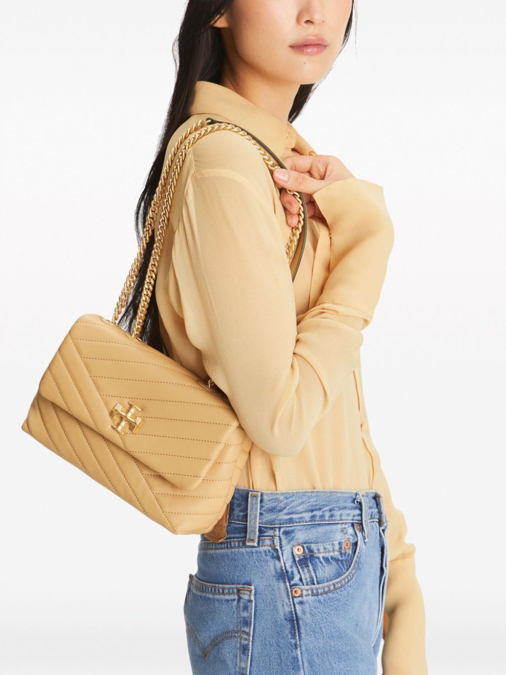 Small Kira chevron leather shoulder bag<BR/><BR/><BR/>