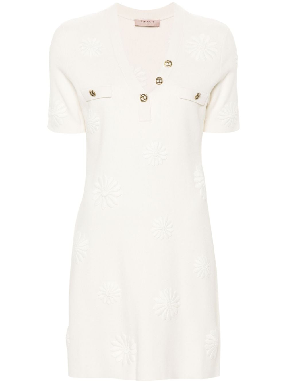 Floral-embroidery knitted dress<BR/><BR/><BR/>