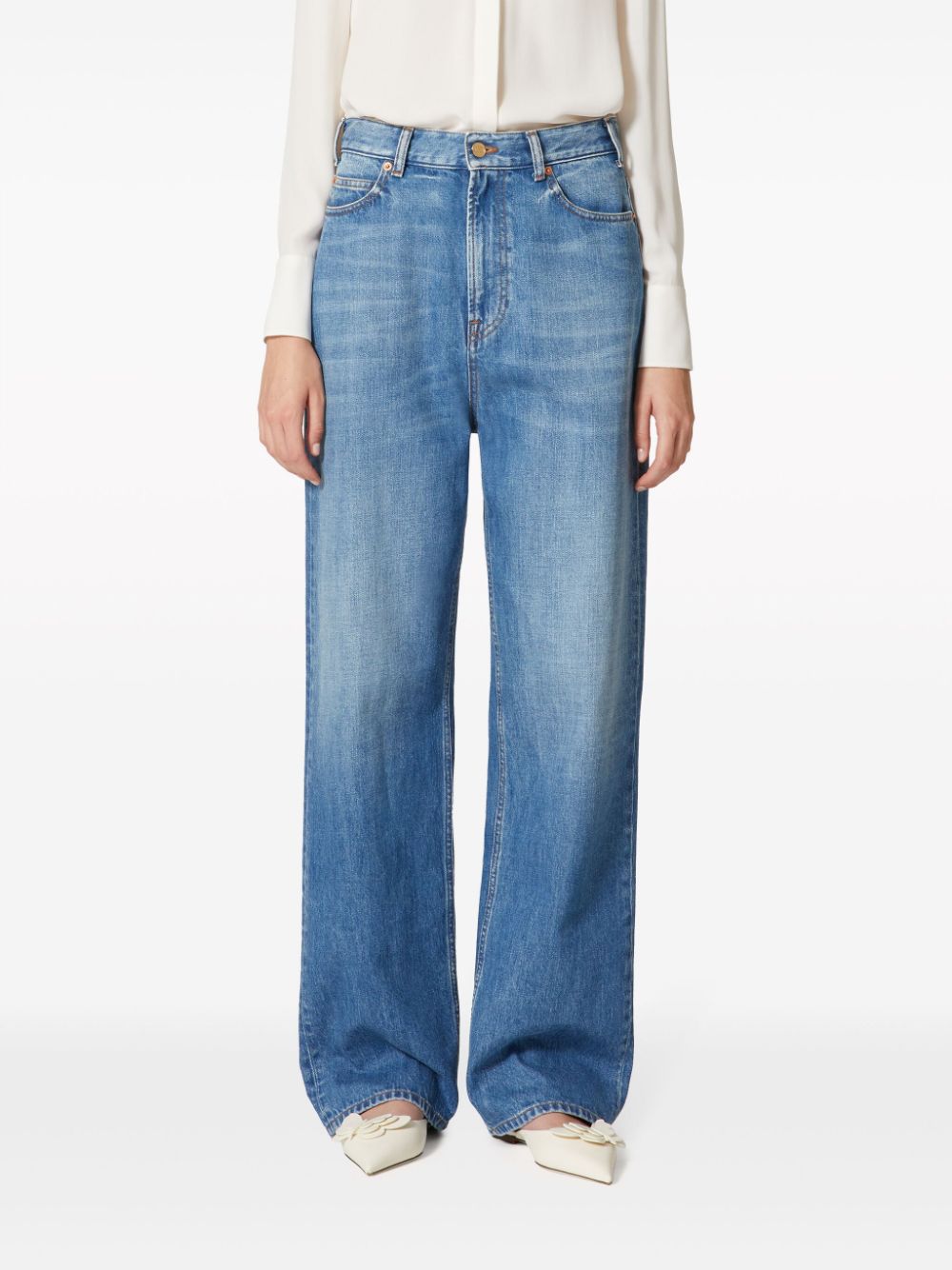 Cotton wide-leg jeans<BR/><BR/><BR/>