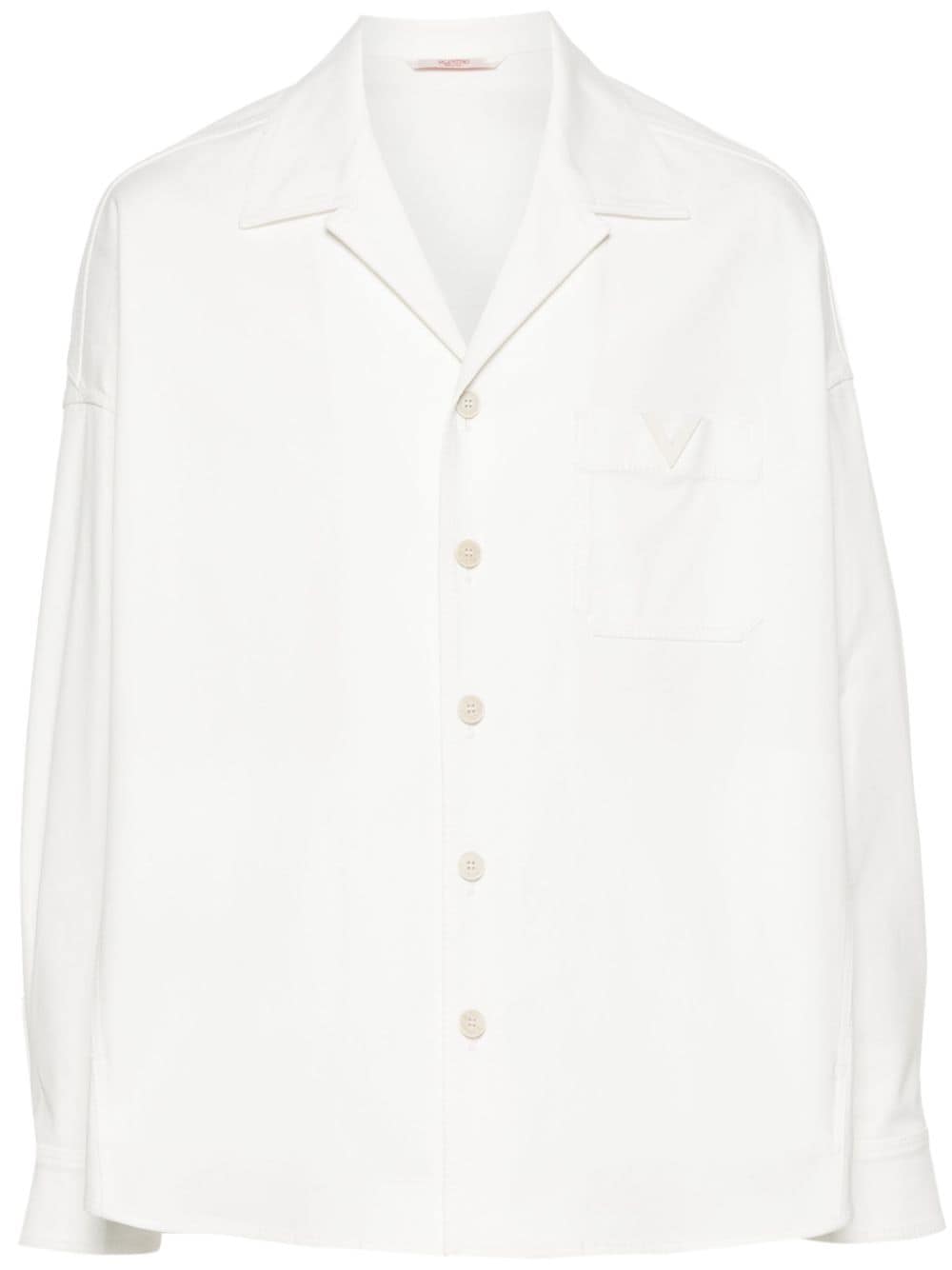 Giacca-camicia in tela con logo gommato<br><br><br>