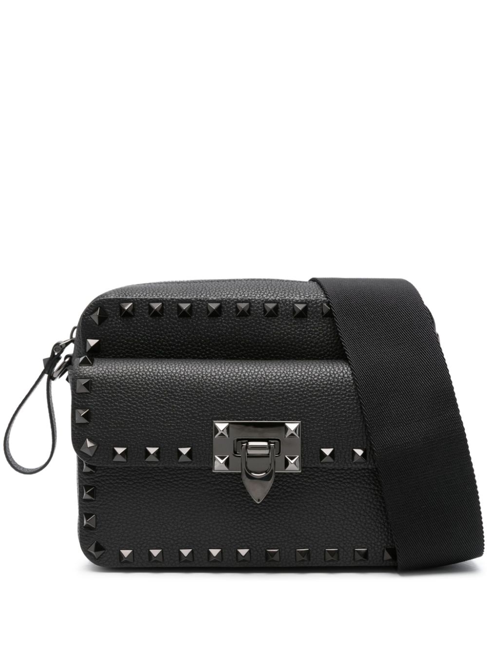 Rockstud-embellished messenger bag<BR/><BR/><BR/>
