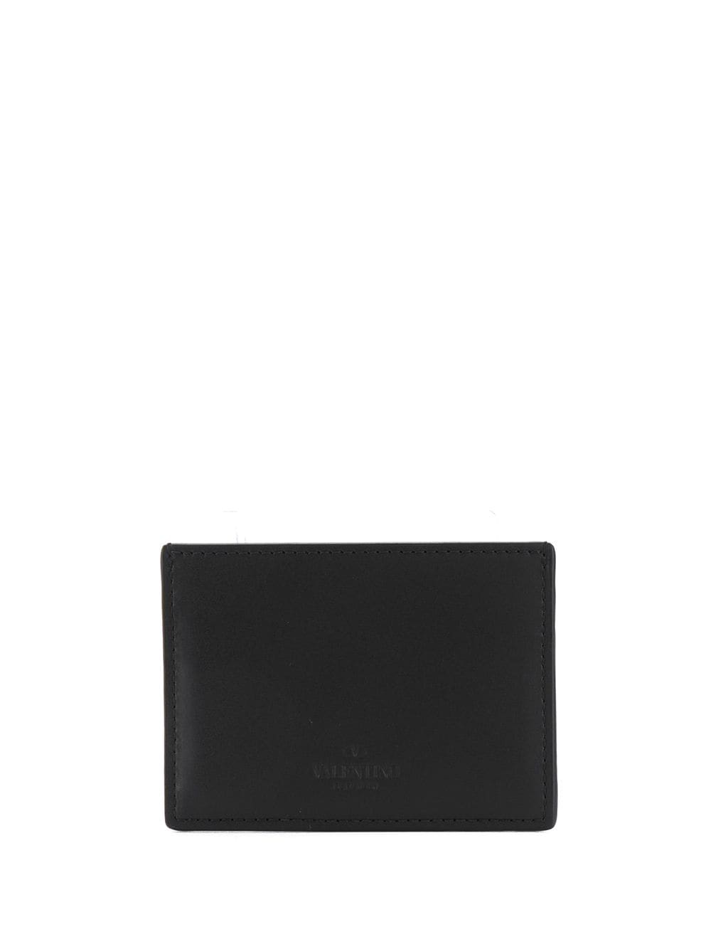 Black leather VLTN logo print cardholder
