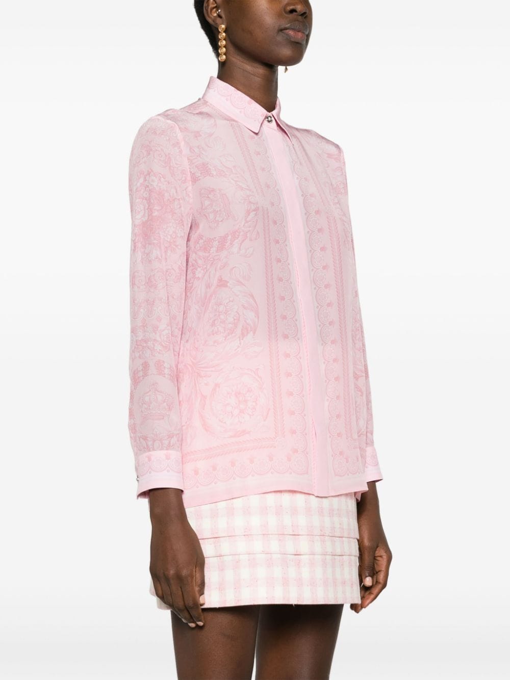 Pink Signature barocco print shirt