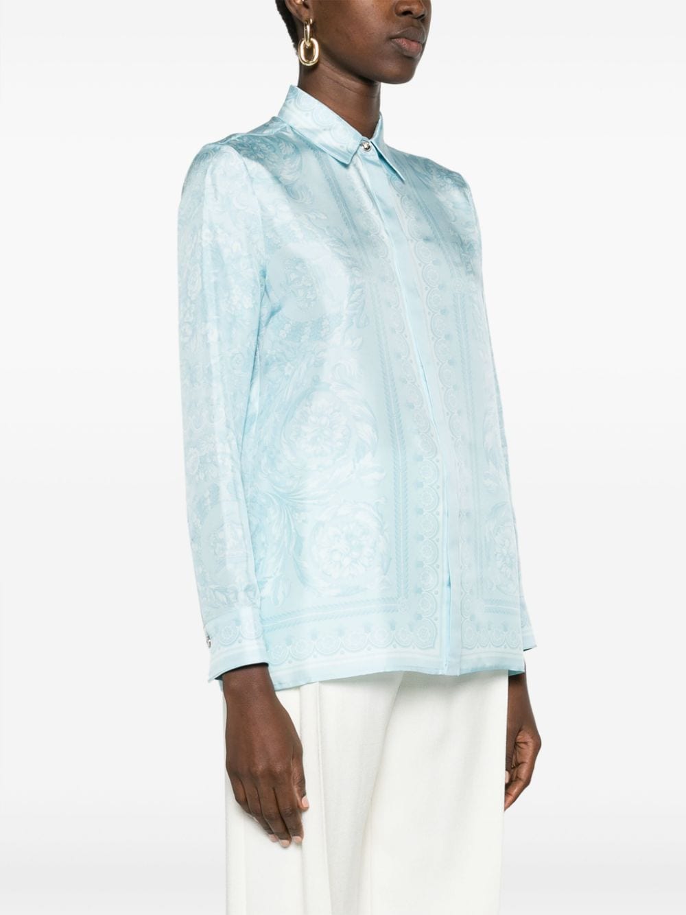 Light blue  signature Barocco print shirt
