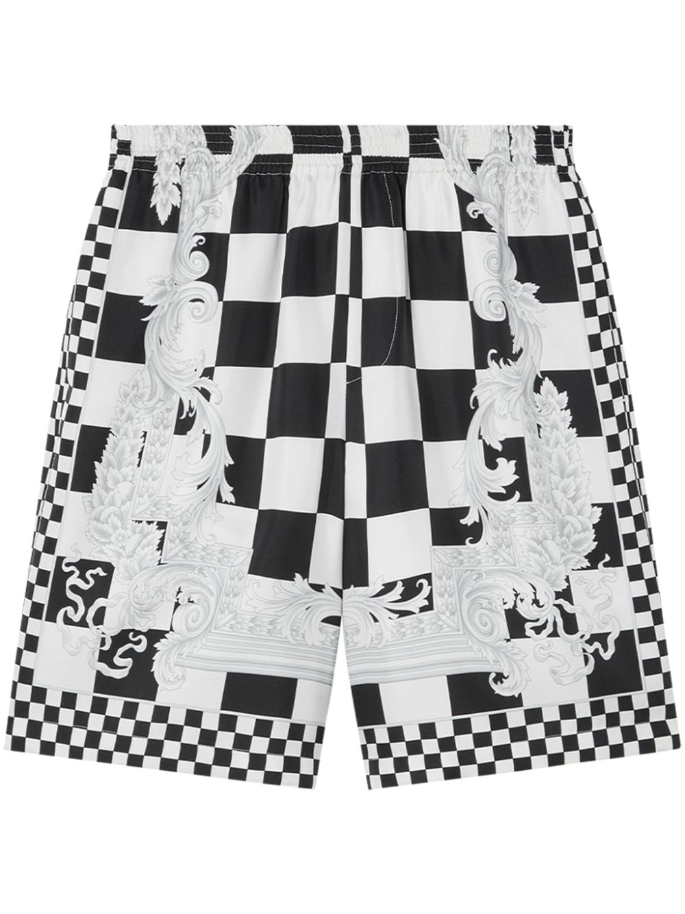 Shorts in seta bianco/nero