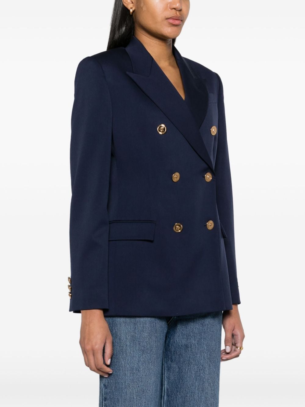 Blue and gold buttons jacket