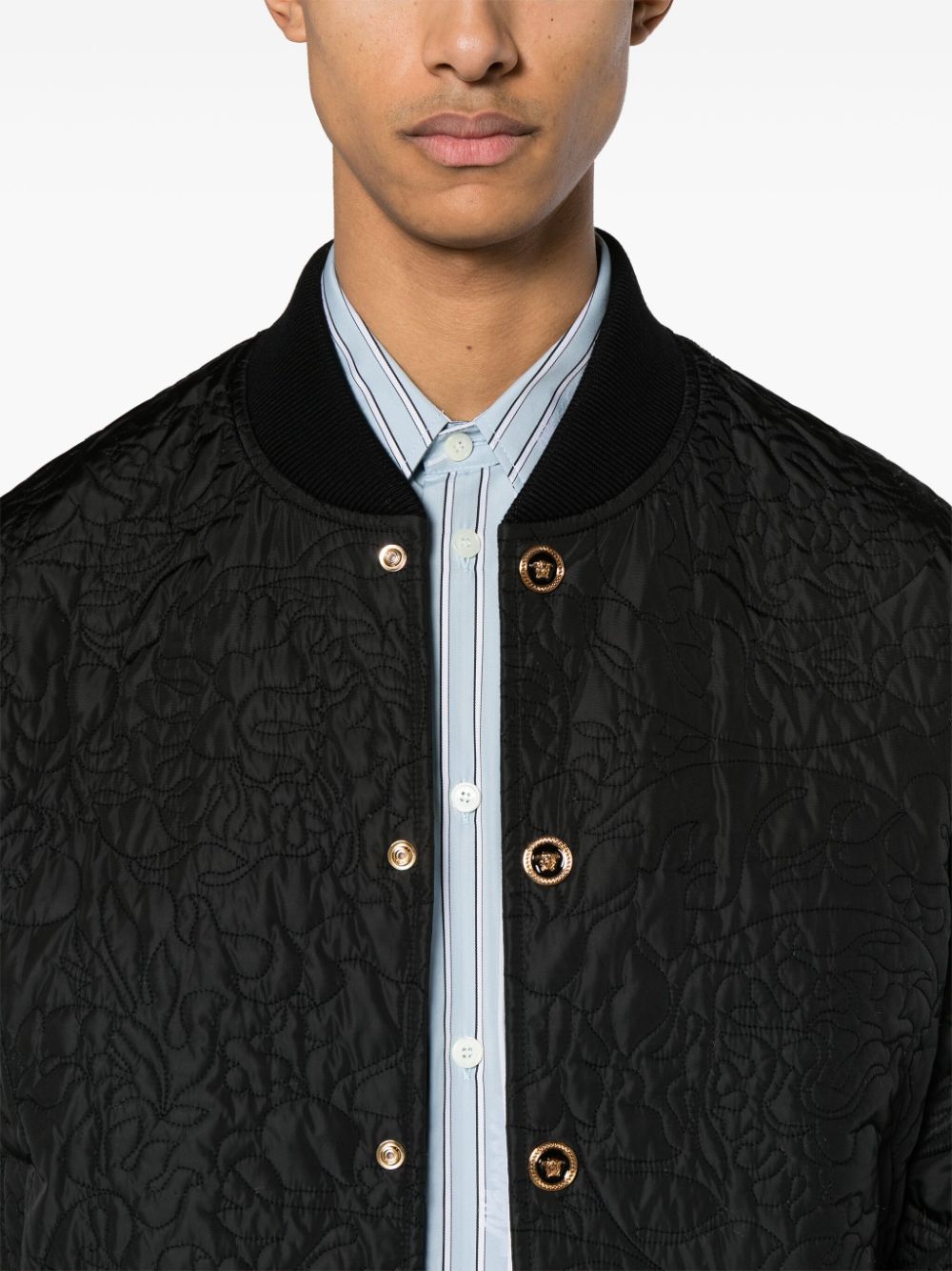 Barocco-quilted bomber jacket<BR/><BR/><BR/>