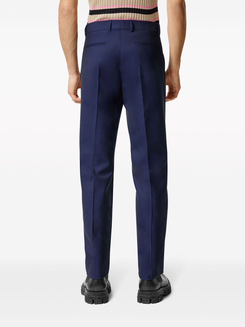 Pressed-crease tapered-leg trousers<BR/><BR/><BR/>