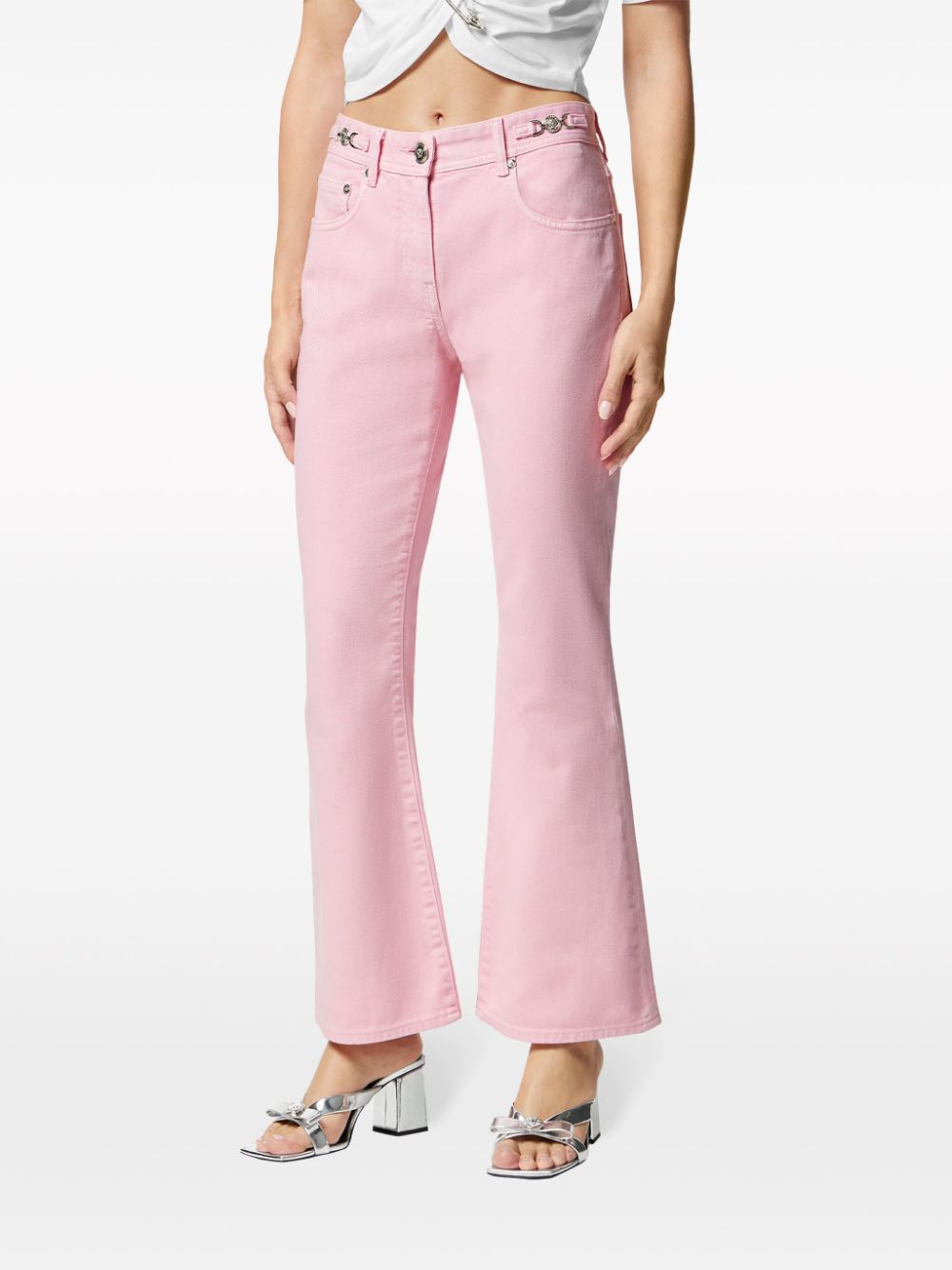 Jeans in denim di cotone rosa