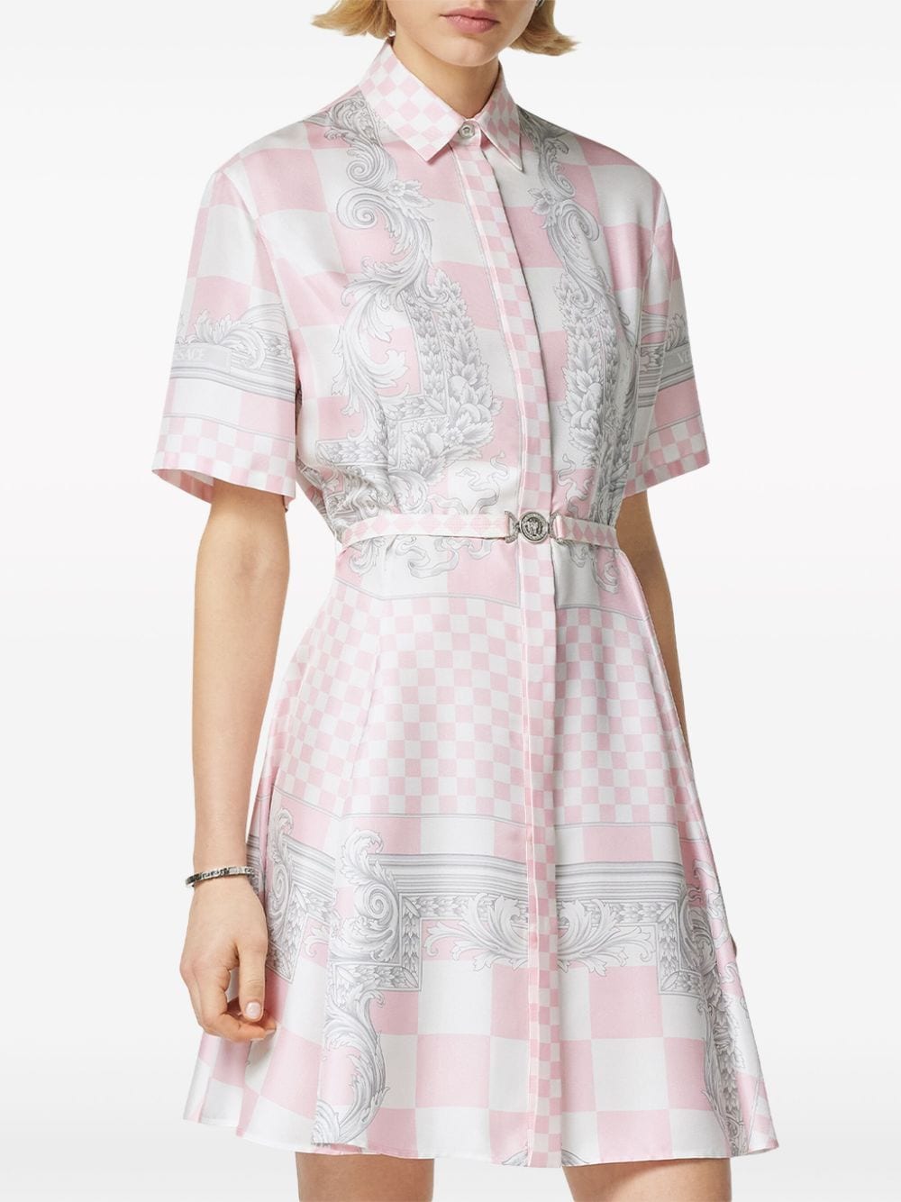 Light pink/white/light grey silk dress