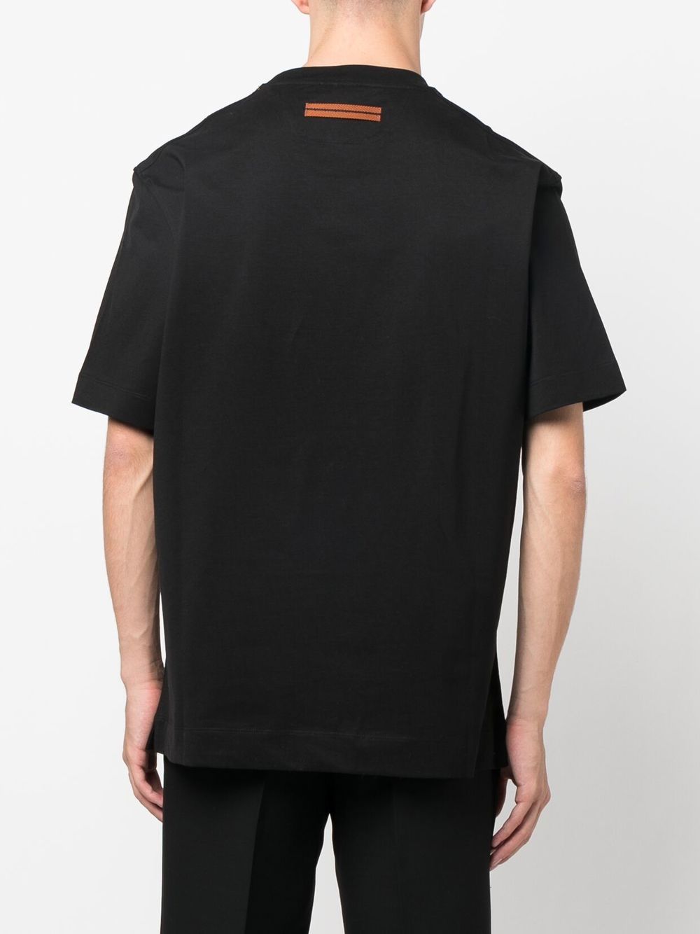 T-shirt nera in cotone con stampa logo