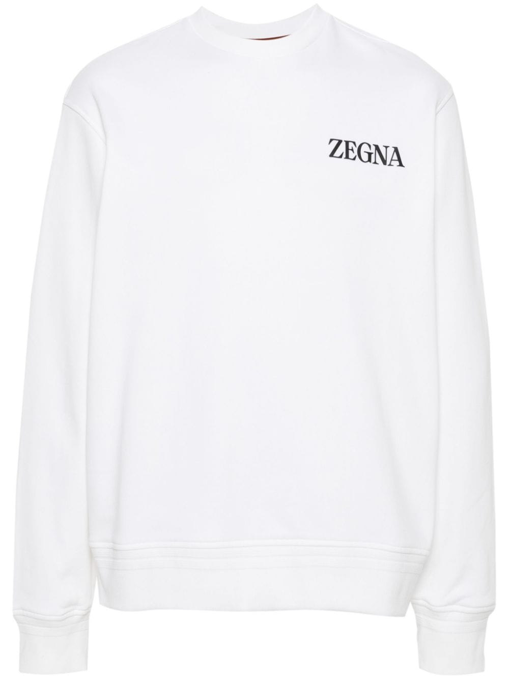 White appliqué-logo cotton sweatshirt<BR/><BR/><BR/>