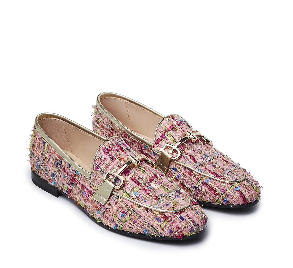 Pink front logo loafers