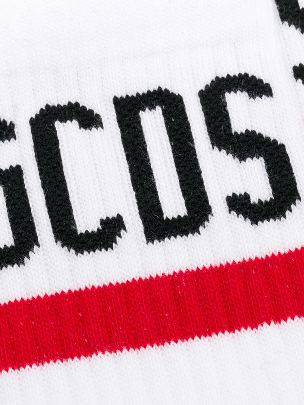 White/red/black cotton-blend ribbed contrast logo sock