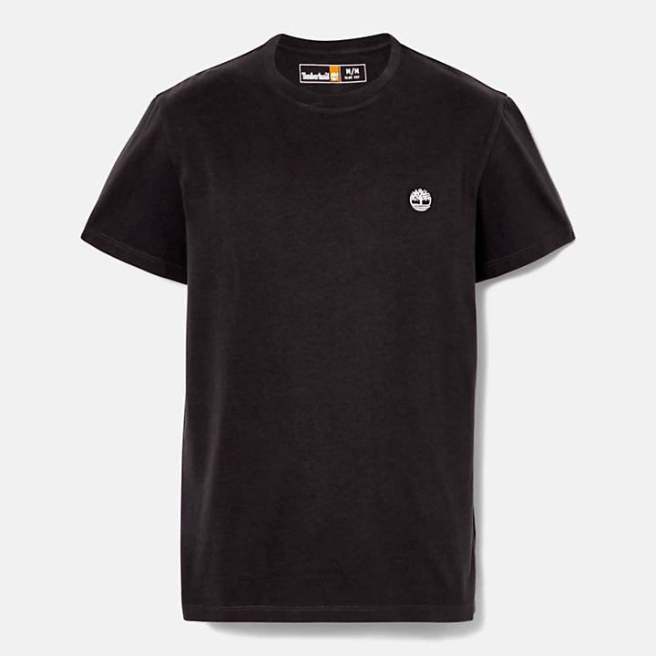 T-shirt nera in cotone con logo ricamato