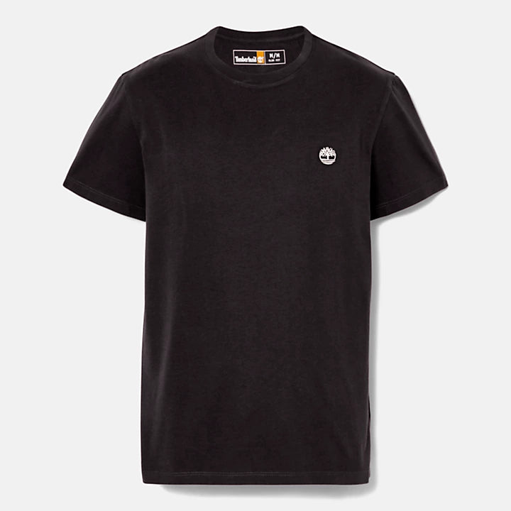 Black logo-embroidered cotton T-shirt