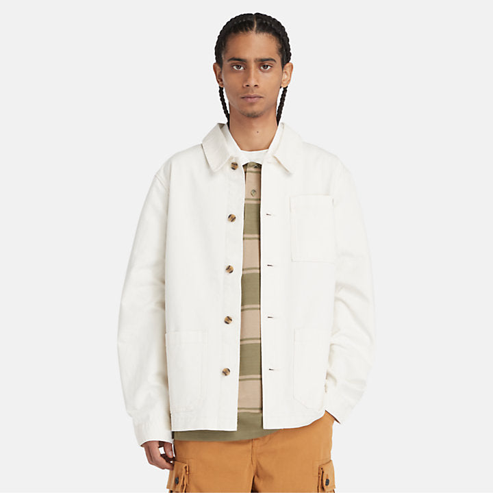 Washed effect canvas chore jacket