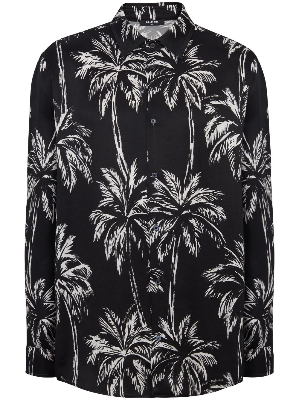 Palm tree-print satin shirt<BR/><BR/><BR/>