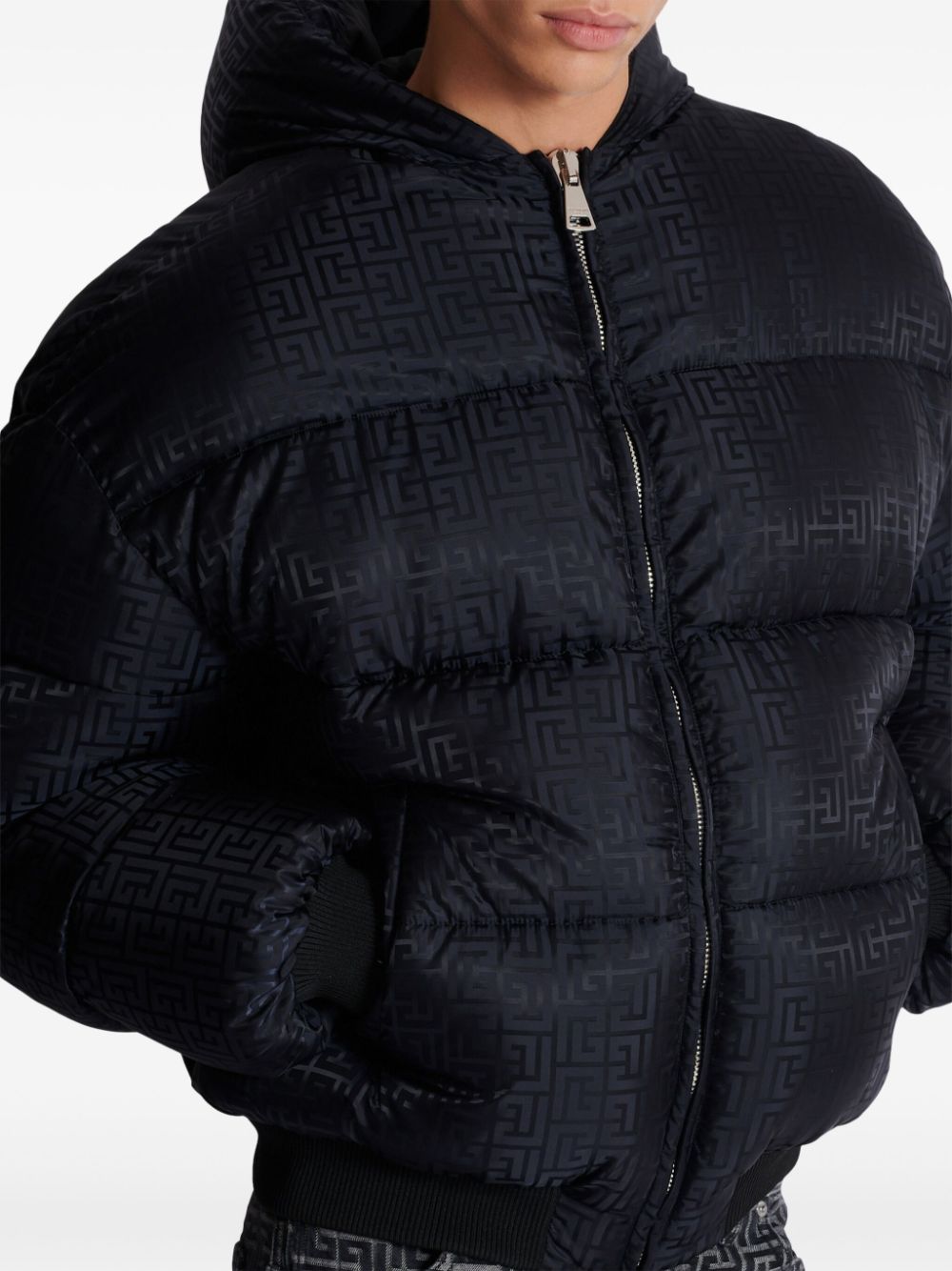 PB-monogram pattern puffer jacket<BR/><BR/><BR/>