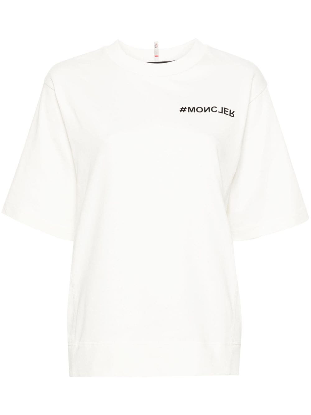 White logo-print cotton T-shirt<BR/><BR/><BR/>