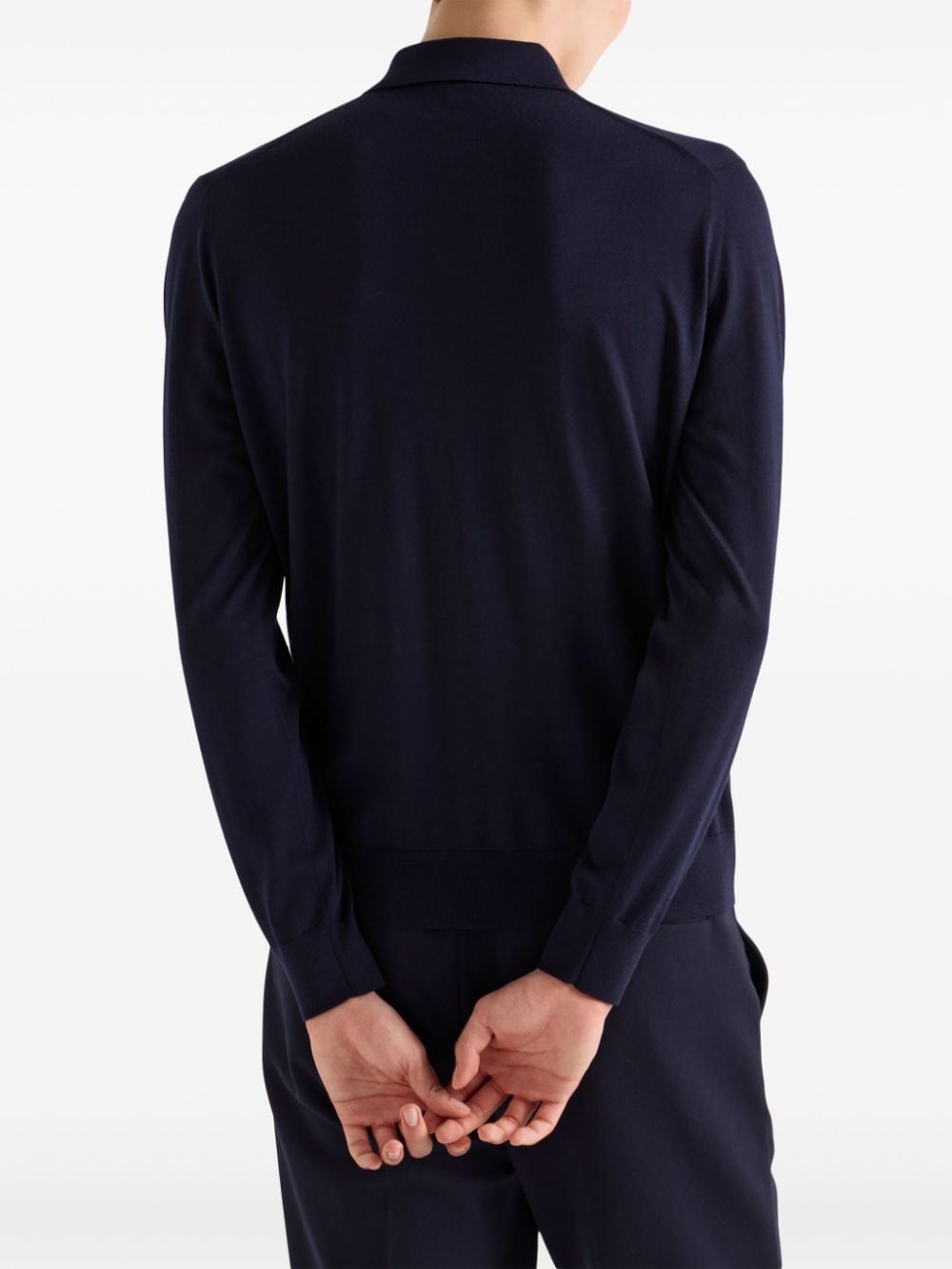 Long-sleeve wool polo shirt<BR/> UMB815 1164F0SVF PRADA 