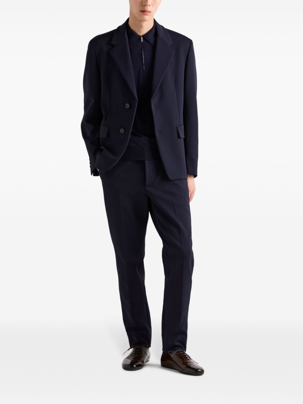 Long-sleeve wool polo shirt<BR/> UMB815 1164F0SVF PRADA 