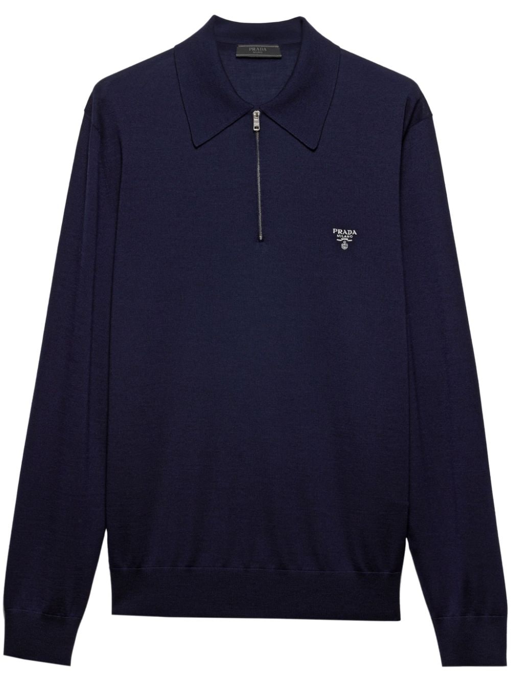 Long-sleeve wool polo shirt<BR/> UMB815 1164F0SVF PRADA 