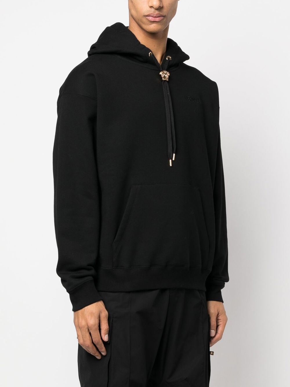 Medusa-drawstring rib-trimmed hoodie