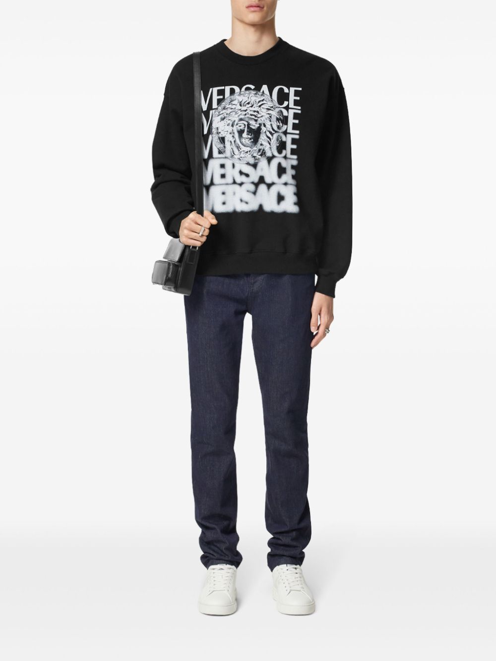 Logo-print cotton sweatshirt<BR/>