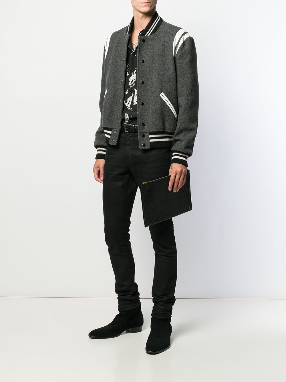 Crocodile effect pouch 607779 DZE0W1000 SAINT LAURENT 