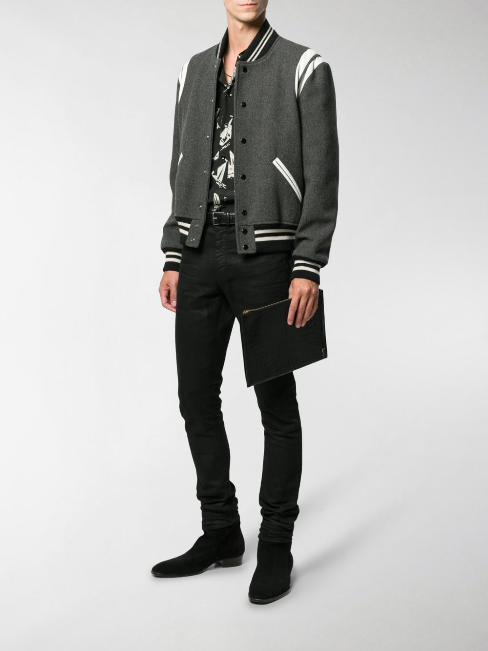 Crocodile effect pouch 607779 DZE0W1000 SAINT LAURENT 
