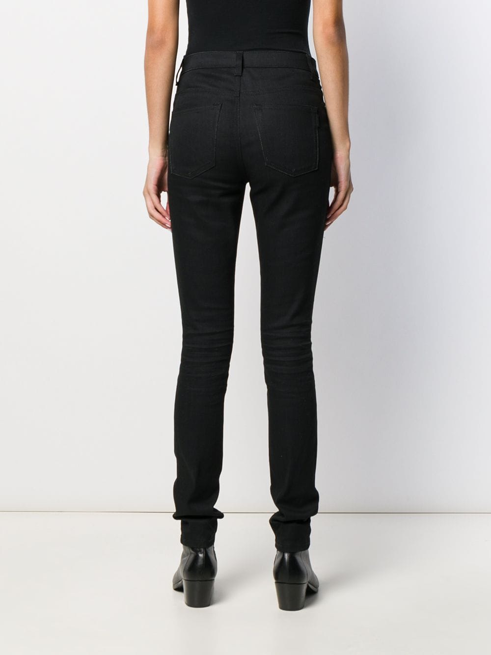 Jeans skinny a vita media in cotone stretch nero