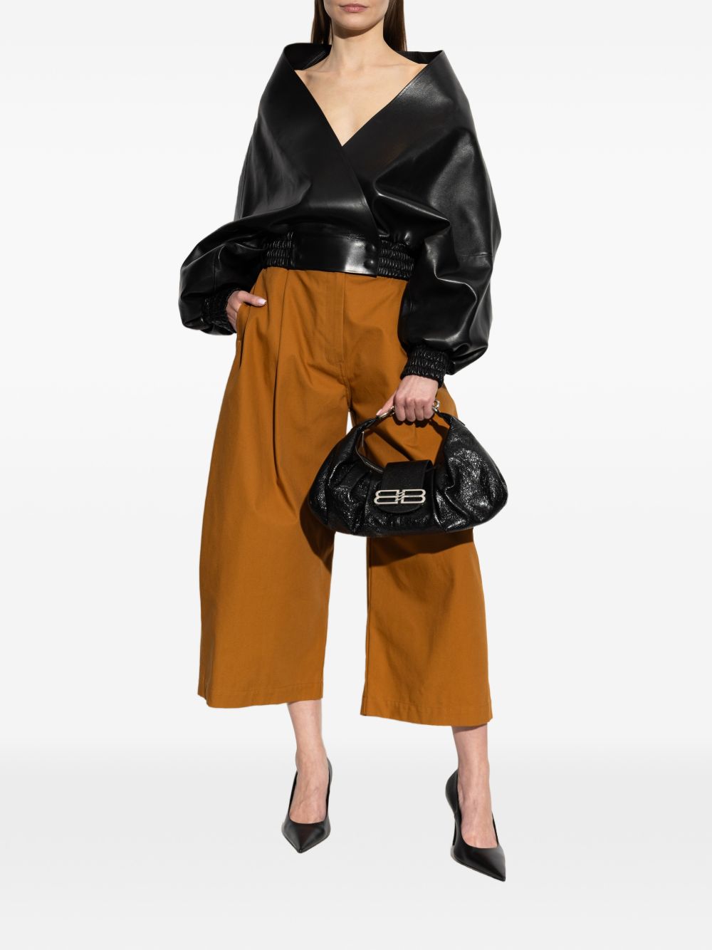 pleated wide-leg cropped trousers 872548 TUP222602 BALENCIAGA 