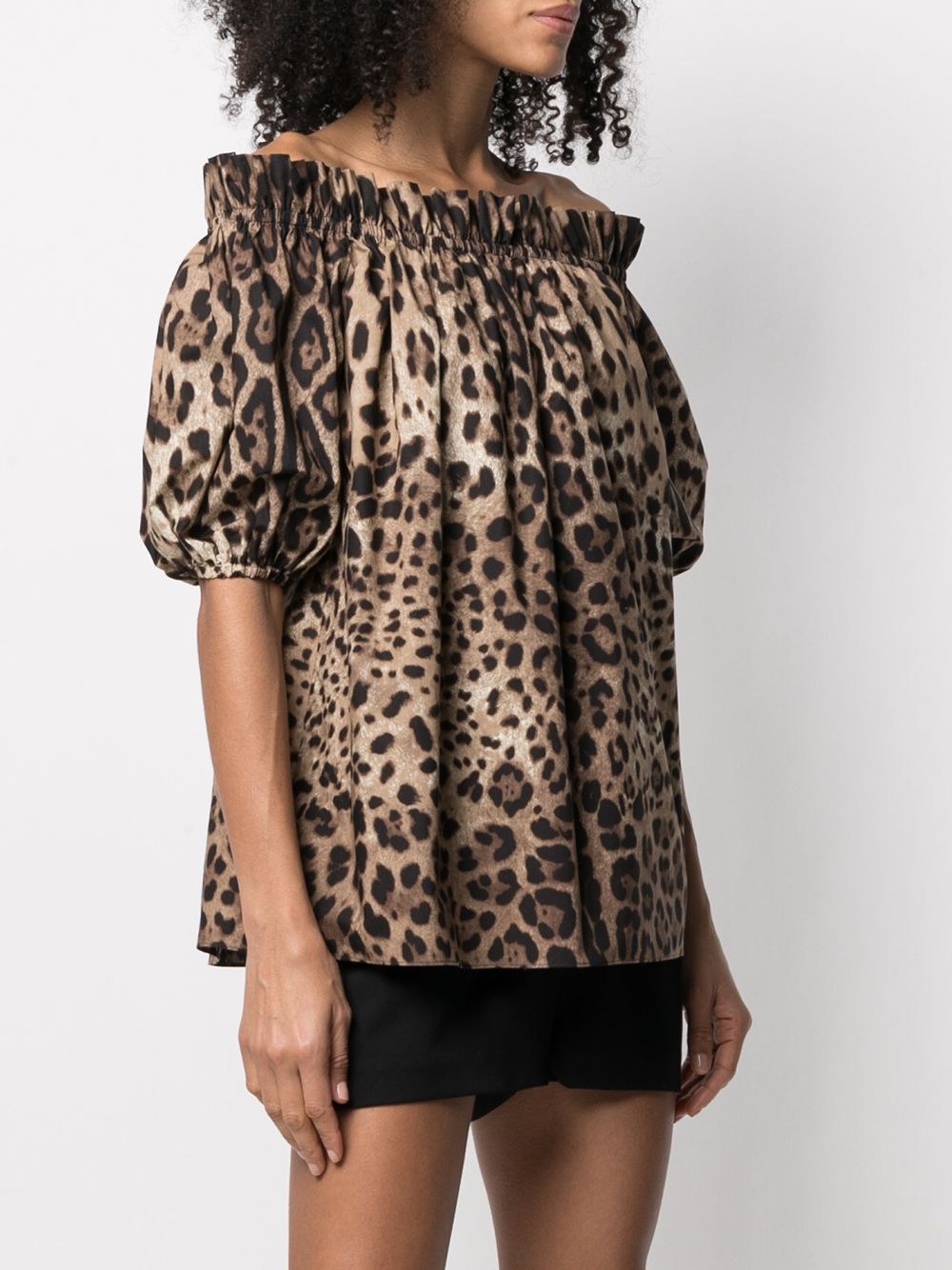 Short-sleeved leopard-print poplin top F71J7T HS5E3HY13M DOLCE & GABBANA 